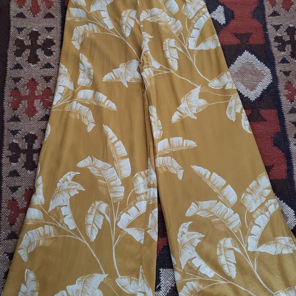H&M WIDE LEG TROUSERS PALM PRINT CULOTTES - Picture 2 of 6